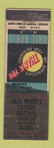 Matchbook Cover - Jack White's Tavern Buffalo NY PRINTING ERROR? WORN