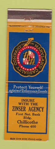 Matchbook Cover - Zinser Insurance Chillicothe OH WEAR