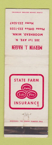 Matchbook Cover - State Farm Insurance Mervin Hagen Moorhead MN WEAR