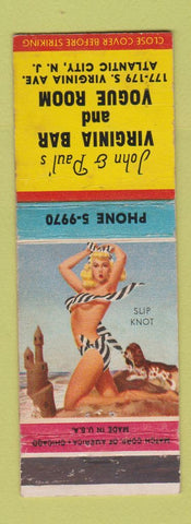 Matchbook Cover - Virgina Bar Vogue Room Atlantic City NJ pinup WEAR