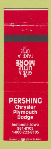 Matchbook Cover - Pershing Chrysler Dodge Plymouth Indianola IA