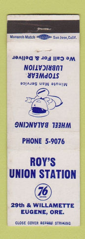 Matchbook Cover - Roy's Union 76 oil gas Eugene OR