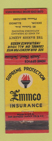 Matchbook Cover - Emmco Insurance Hanson Dixon IL WEAR