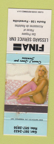 Matchbook Cover - Fina oil gas Lessard Forestville QC pinup WEAR