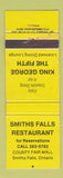 Matchbook Cover - Smith Falls Restaurant ON WEAR