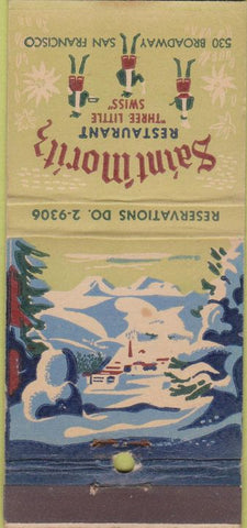 Matchbook Cover - Saint Moritz Restaurant San Francisco CA 30 Stick