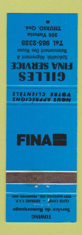 Matchbook Cover - Fina oil gas Gilles Thurso QC