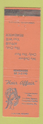 Matchbook Cover - Hair Affair Salon Norristown PA ORANGE