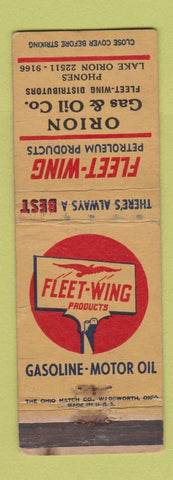 Matchbook Cover - Fleet Wing oil gas Lake Orion MI WORN
