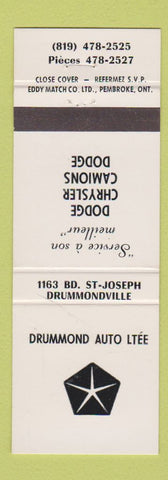 Matchbook Cover - Drummond Chrysler Dodge Drummondville QC