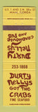 Matchbook Cover - Durty Nellys Crabhouse Pub Miami FL
