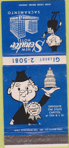Matchbook Cover - New Senator Hotel Sacramento CA 30 Strike