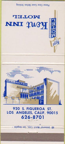 Matchbook Cover - Kent Inn Motel Los Angeles CA 30 Strike