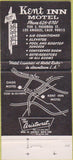 Matchbook Cover - Kent Inn Motel Los Angeles CA 30 Strike