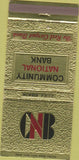 Matchbook Cover - Community National Bank NO TOWN 30 Strike