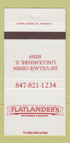 Matchbook Cover - Flatlander's Restaurant Brewery Lincolnshire IL 30 Strike