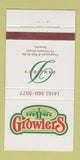Matchbook Cover - Growlers Denison's Brewing Beer Toronto ON 30 Strike