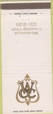 Matchbook Cover - Westwood Country Club Rocky River OH 30 Strike