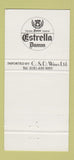 Matchbook Cover - Bar Lorga London UK England Estrella Domm Beer 30 Strike