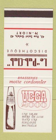 Matchbook Cover - Vega 2000 Beer Le Pub Club Disco Niort France SAMPLE