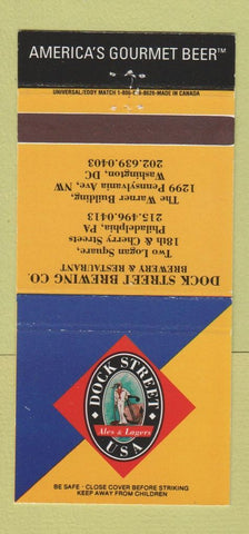Matchbook Cover - Dock Street Brewing Beer Washington DC Philadelphia 30 Strike