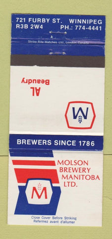 Matchbook Cover - Molson Brewery Winnipeg MB Al Beaudry 30 Strike