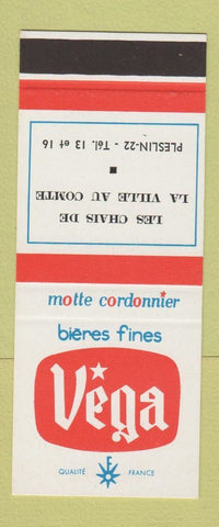 Matchbook Cover - Vega Beer Les Chais De La Ville Au Comte Pleslin France SAMPLE