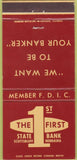 Matchbook Cover - 1st State Bank Scottsbluff NE 30 Strike