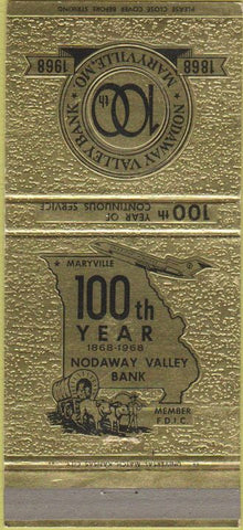 Matchbook Cover - Nodaway Valley Bank Maryville MO 30 Strike