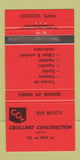 Matchbook Cover - Couillard Construction Coaticook QC 30 Strike