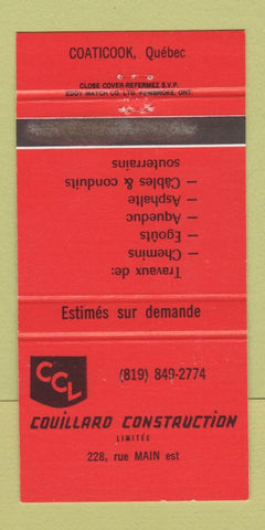 Matchbook Cover - Couillard Construction Coaticook QC 30 Strike