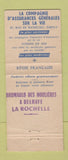 Matchbook Cover - AG Vie Paris France Insurance