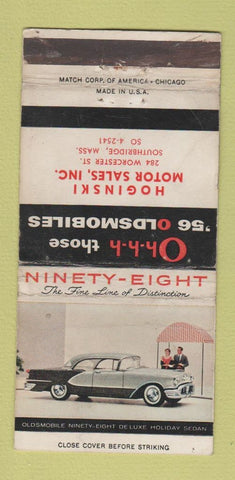 Matchbook Cover - 1956 Oldsmobile Hoginski Southbridge MA WORN 30 Strike