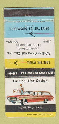 Matchbook Cover - 1961 Oldsmobile Walker Chevrolet Jesup GA WORN #3 30 Strike