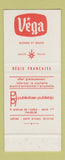 Matchbook Cover - Vega Beer Motte Cordon Nier Paris France SAMPLE