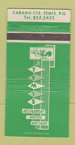 Matchbook Cover - Temis Restaurant Hotel QC WEAR 30 Strike