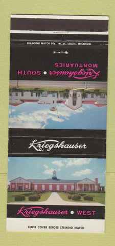 Matchbook Cover - Kriegshauser Funeral Home St Louis MO 30 Strike