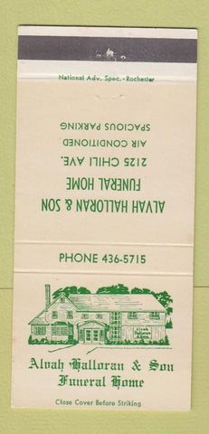 Matchbook Cover - Alvah Halloran Funeral Home Rochester NY 30 Strike