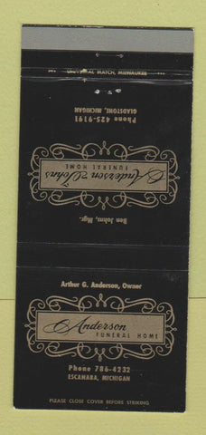 Matchbook Cover - Anderson Johns Funeral Home Gladstone MI Escanaba 30 Strike
