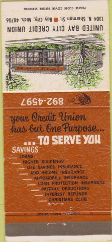 Matchbook Cover - United Bay City Credit Union Bay City MI 30 Strike