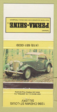 Matchbook Cover - Perma Shine car wax? Sillery QC 30 Strike