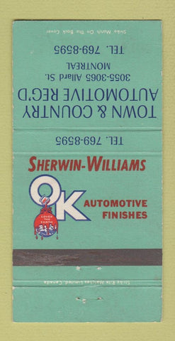 Matchbook Cover - Sherwin Williams Auto Paint Montreal QC WEAR 30 Strike