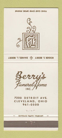 Matchbook Cover - Berry's Funeral Home Cleveland OH 30 Strike