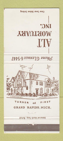 Matchbook Cover - Alt Mortuary Funeral Home Grand Rapids MI 30 Strike