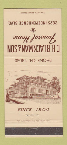 Matchbook Cover - CH Blackman Funeral Home Kansas City MO 30 Strike