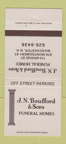 Matchbook Cover - JN Boufford Sons Funeral Home Manchester NH 30 Strike