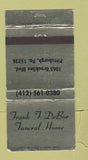 Matchbook Cover - Frank DeBor Funeral Home Pittsburgh PA WEAR 30 Strike