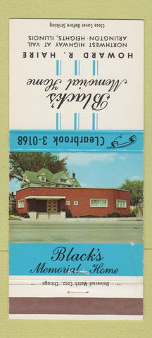 Matchbook Cover - Black's Memorial Home Funeral Arlington Heights IL 30 Strike