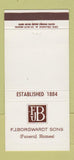 Matchbook Cover - FJ Borgwardt Funeral Home Milwaukee Hales Corners WI 30 Strike