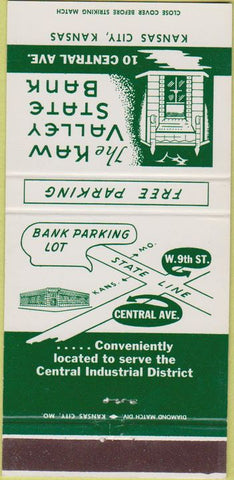Matchbook Cover - Kaw Valley State Bank Kansas City MO 30 Strike